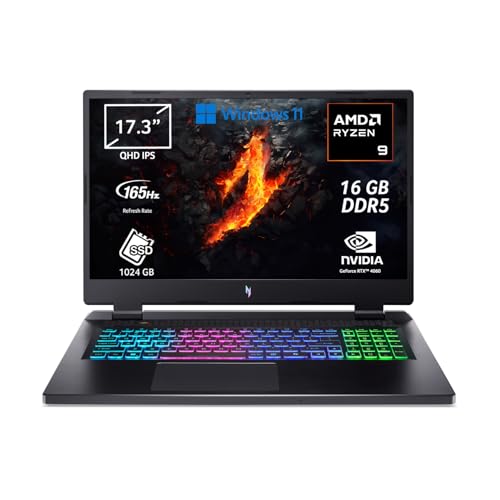acer Nitro 17 AN17-42-R4N0 Notebook Gaming, Processore AMD Ryzen 9 8945HS, Ram 16 GB DDR5, 1024 GB SSD, Display 17.3