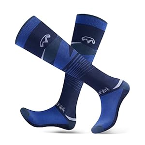 OutdoorMaster 2 Pares Calcetines de Esquí para Hombre, Calcetines de Térmico Invierno Snowboarding Transpirables para Deportes al Aire Libre con Diseño OTC/Puño Antideslizante