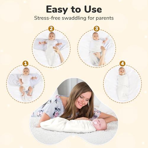 Image of Mama Cheetah Baby Swaddle Sack, Organic Cotton Swaddle Blanket, Adjustable Swaddle Sleep Sacks, Easy Swaddles for Boy Girl 0-3 Month, Baby Essentials, 4-Pack, Neutral Bliss