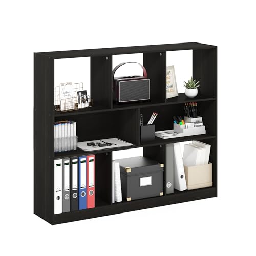 Image of Furinno DALY Book Shelf, 8-Cube Bookshelf, Horizontal Cube Storage Organizer Bookcase, 10.9 x 47.2 x 39.4, for Living Room, Bedroom, Home Office, Dark Espresso