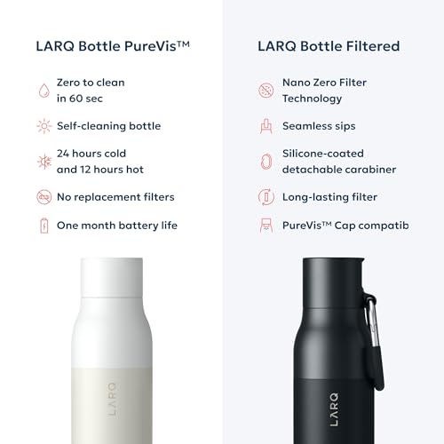 Image of LARQ Bottle - Self-Cleaning Water Bottle and Water Purification System, Granite White (25oz / 740ml)