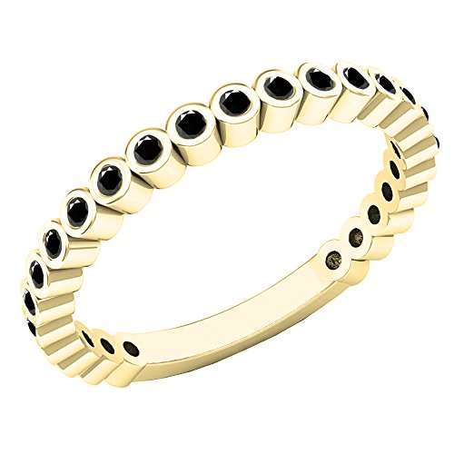 Dazzlingrock Collection Anillo apilable de 10 quilates con piedras preciosas redondas para aniversario, boda, oro amarillo, diamante, oro, diamante, Diamante, oro, Diamante