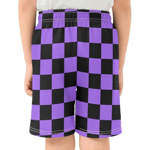 J JOYSAY Black Red Buffalo Plaid Check Boys Athletic Shorts Kids Youth Casual Shotrs with Elastic Waistband Pockets3