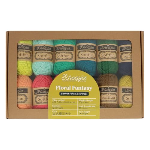 Image of Scheepjes Softfun Color Pack Yarn, 12 x 20 g - Floral Fantasy
