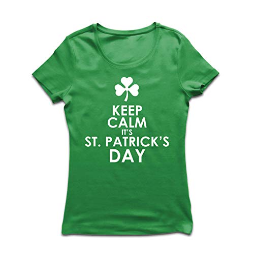 lepni.me T-Shirt Femme Restez Calme C'est la Saint-Patrick, Proverbes et Citations Irlandais (S Vert Multicolore)