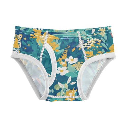 KLL Botanical Green Tigers Pattern Toddler Boys' Cotton Underwear Breathable Children Undies - Main Image