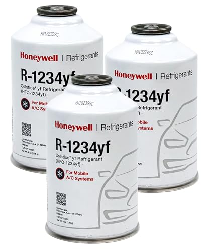 ZeroR® Genuine R1234YF Refrigerant Can for Automotive AC Systems - HFO-R1234YF, SSV Can with Reverse-Thread Design, Included Service Sticker - Compatible with R1234YF Systems - 8 Oz, 3 Cans