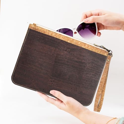 Image of boshiho Natural Cork Clutch Wristlet Wallet Cell Phone Card Holder Coin Purse Bag