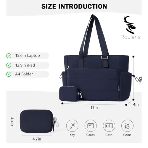 Image of Roulens Tote Bag for Women 2 Set Puffer Tote Bag with Adjustable Top-handle, Quilted Shoulder Handbag for Work /Travel