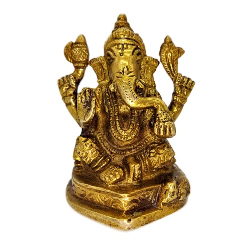 AB India Crafts Ganesha Hindu Glücksgott Messing Figur 9x6x5 cm 500 g