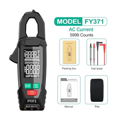 Multímetro pinza digital FY371, medidor de corriente AC con contador 10000, tester de voltaje, amperímetro, capacitancia, detector NCV miniatura 2