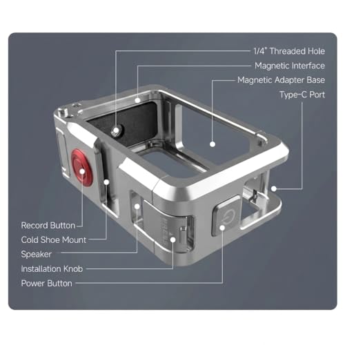 Image of Yantralay Metal Cage for D JI Os mo Action 6 | Aircraft-Grade Aluminum Protective Frame with Cold Shoe, 1 /4 Thread & Quick-Release Battery Access | OSMO Action 6 Accessories
