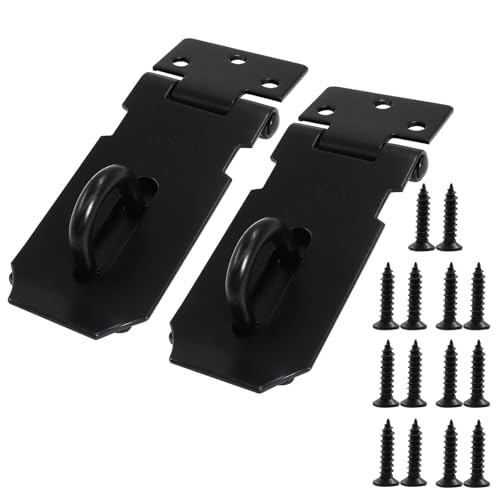 Image of 2 Pack 3 Inch Door Locks Hasp Latch, Black | Stainless Steel, Safety Packlock Clasp, Includes Screws