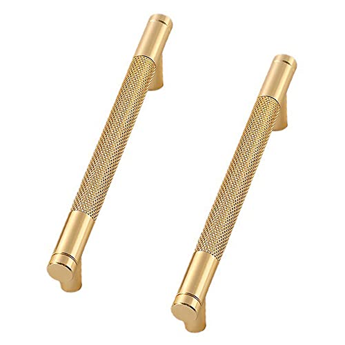 DAJUXIN 2 Pcs Gold Cabinet Handles with Screws - Kitchen Drawer Handles for Cupboards & Chest of Drawers (Golden, 125mm)