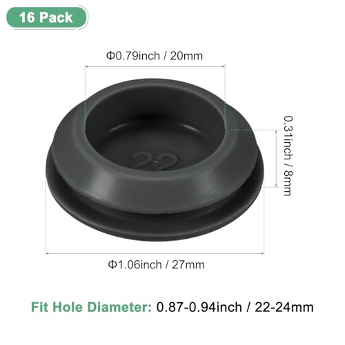 Image of M METERXITY 16-Packs Silicone Hole Plugs, Snap in Locking Hole Plugs for 22-24mm Hole, Round Hole Rubber Plug Kitchen Bulkheads Waterproof Sealing Plugs [Black]