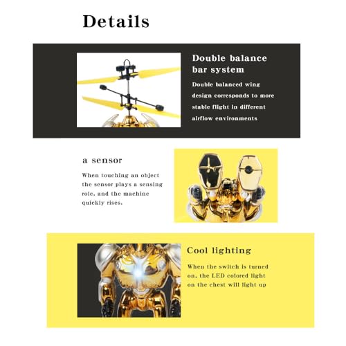 Image of Advanced Gesture-Control Flying Robot Toy, Smart RC Hover Drone with LED Lights & USB Rechargeable Design, Durable Unbreakable Indoor Fun Toy for Kids, for Boys & Girls (Ages 5-10)