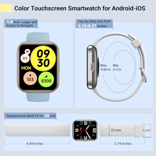 Image of Quican Smart Watches for Men Women, Compatible with iPhone & Android