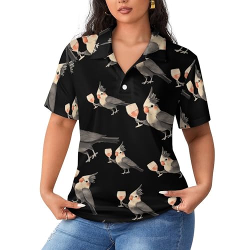 Camiseta casual de tenis y golf Cockatiel with Wine para el club y paseos