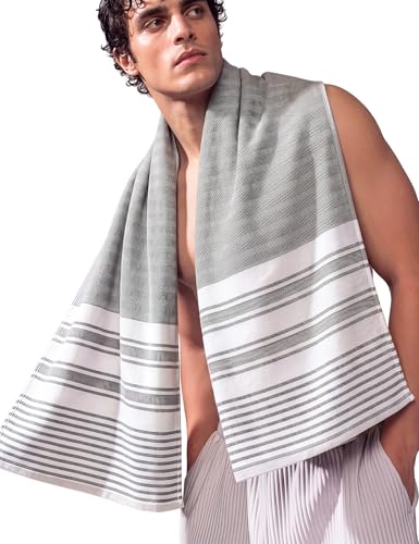 Image of DAMENSCH Premium Bamboo Blend, Ultra-Soft, Absorbent, Dual Waffle and Terry Texture, Bamboo Waffle Bath Towel - Slate Grey