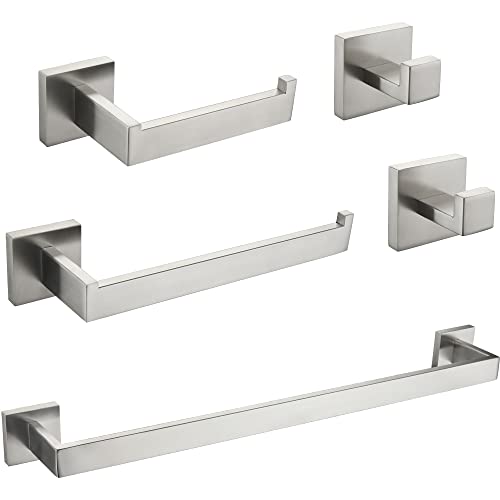 VELIMAX Juego de 5 accesorios de baño de acero inoxidable de alta calidad, juego de toalleros montados en la pared, cepillado, 61 cm