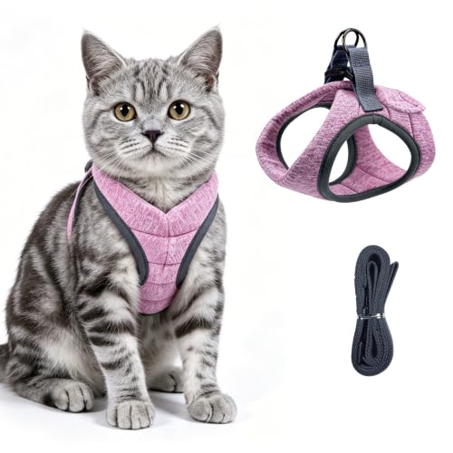 Image of HEYWEAN Cat Harness and Leash - Ultra Light Escape Proof Kitten Collar Cat Walking Jacket with Running Cushioning Soft and Comfortable Suitable for Puppies Rabbits