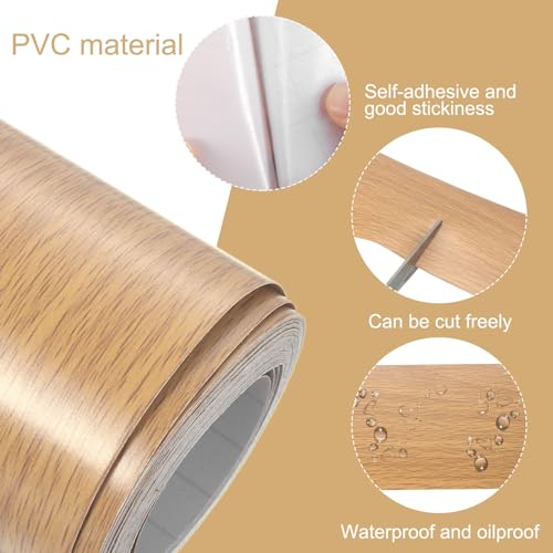 Image of uxcell 1 Roll Wood Grain Tape, 1.97 inch x 33 Ft Realistic Textured Repair Tape Self Adhesive Wood Textured Patch with Tool for Floor Wall Door Table Cabinets Furniture Home Decor(Orange)