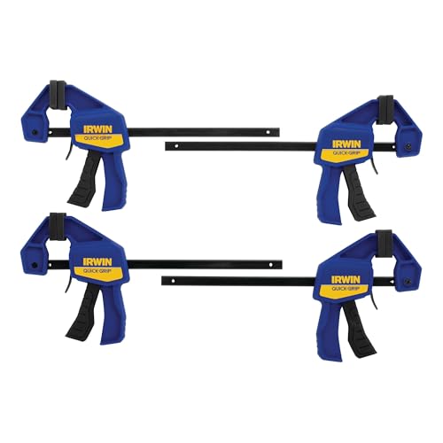 IRWIN QUICK-GRIP 1964758 One-Handed Mini Bar Clamp 4 Pack, 6