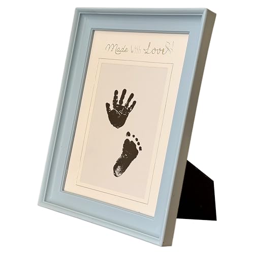 Image of Art Street Newborn Baby Clay Handprint and Footprint Desk Premium Table Photo Frame, Vector Design Home Decoration Frame For Table Top Desk, Birthday, Wedding & Return Gift - Blue (Size:4.5x6.5 Inch)