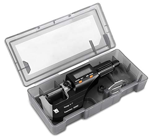 Image of WEN 10725 Standard and Metric Digital Micrometer with 0 to 1-Inch Range, .00005-Inch Accuracy, LCD Readout and Storage Case