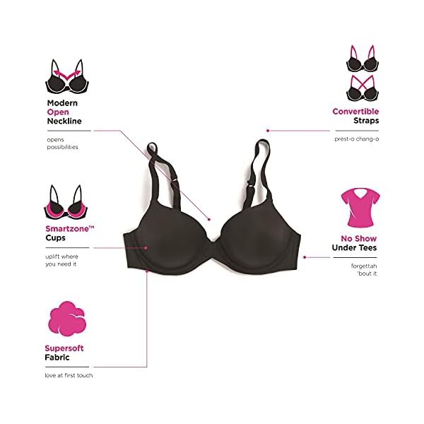 Maidenform One Fab Fit Underwire Bra, Push-Up T-Shirt Bra, Modern Demi Bra, Lightly Padded Bra with Convertible Straps, Paris Nude, 34B