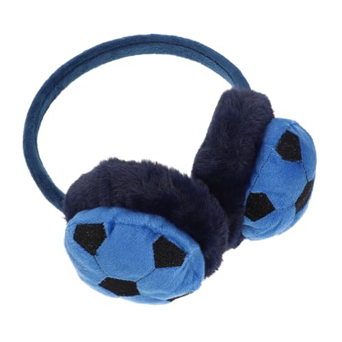 BESTYASH Soccer Shape Winter Earmuff for Boys Lightweight Warm Outdoor Ear Cover Cute Football Design Comfortable Soft Ear Warmer for Cold Weather Blue Black - Main Image