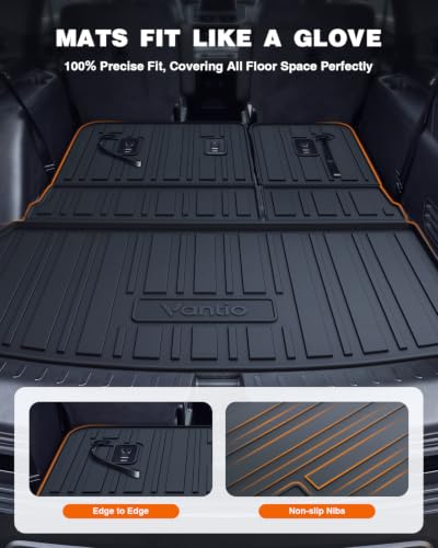 Image of Trunk Mat for 2024-2027 Chevy Traverse & GMC Acadia, 2025-2027 Buick Enclave, TPE All Weather Cargo Liner with Backrest Mats, Custom Fit Edge-to-Edge Rear Cargo Protection