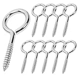 ACCZIO 10PCS 2 inches Screw Eyes M3 304 Stainless Steel Eye Screws, Heavy Duty Screw, Eye Hooks Screw Eye Bolts Eye Hooks Screw, Indoor & Outdoor Uses (10, M3-2inch)