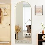 Sweetcrispy 64"x21" Arched Full Length Mirror, Standing or Leaning Full Body Mirror with Aluminum Alloy Thin Frame, Suitable for Bedroom or Cloakroom,Gold - Image 2