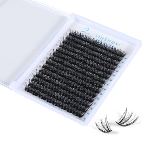 LinShow 280pcs Lash Clusters 50D D Curl 15mm Handmade Soft Natural Cluster Lashes DIY Individual Eyelash Extensions Easy Self Application