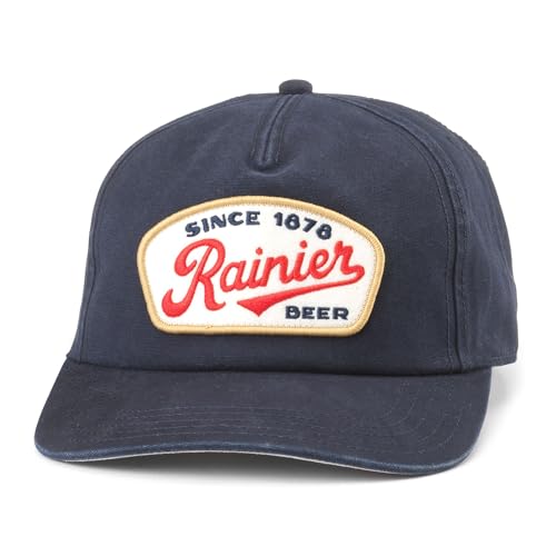 Image of AMERICAN NEEDLE Rainier Beer Patch Unisex Adjustable Snapback Baseball Hat