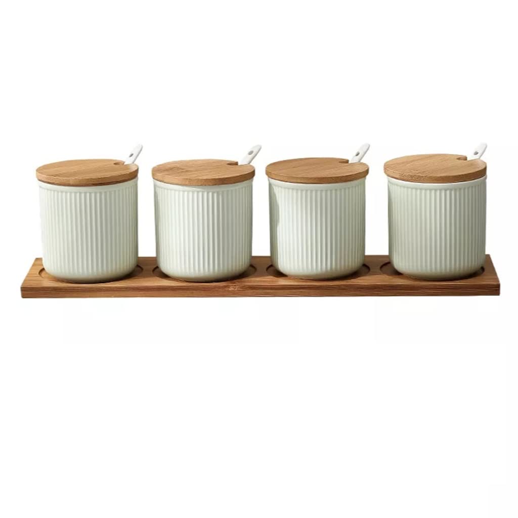 IANSHFKN Spice Jar Set Ceramic Box Home Sugar Bowl Salt Pepper Kitchen Utensils