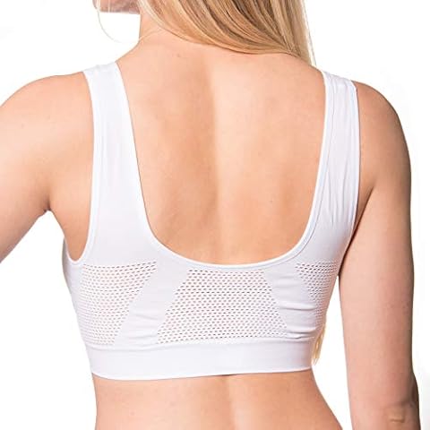 ComfortFinds Seamless Pullover Cooling Sports Bra – Ladies Wirefree Comfort Bra – 2 Pack (X-Large 44-46, White) Cover