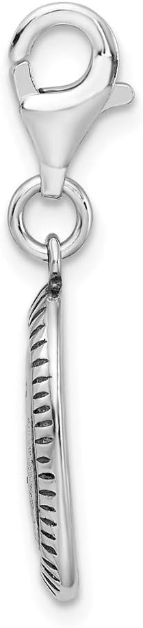 Solid 925 Sterling Silver Antiqued Mom Lobster Clasp Charm (0.35 x 1.38 Inches)