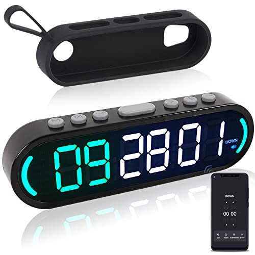 Mini Portable Gym Timer 6.5 inch, Bluetooth LED Interval Timer,Magnetic, Wireless,7 Professional Modes, APP Control, Rechargeable Workout Timer Countdown/Up Clock for Home Gym