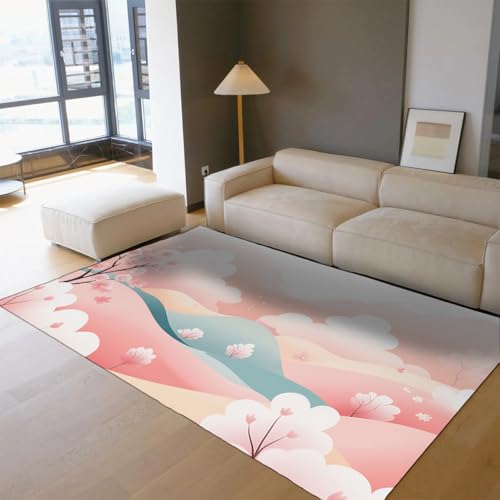 Tapis japonais cerisier en fleurs 80x150cm tapis rose mignon