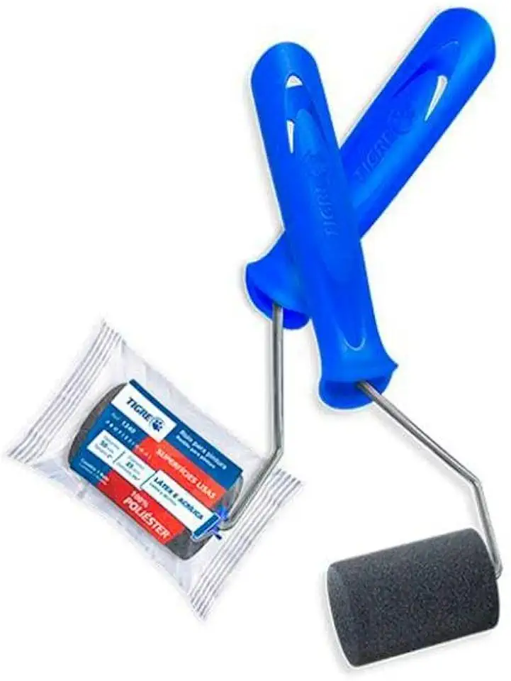 Rolo Espuma Poliéster com Suporte, Tigre 61340050, Cinza, 5cm