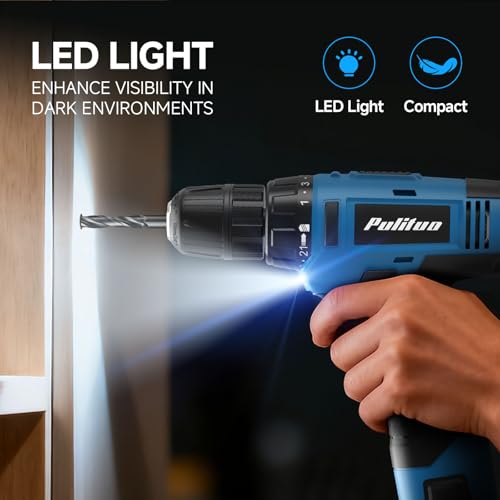 Image of PULITUO Tool Set, 148-Piece Home Drill Set with 12V Blue Cordless Drill, Hand tool Kits, and Box, Suitable for Men, Women, and DIY Enthusiasts for Home Improvement.