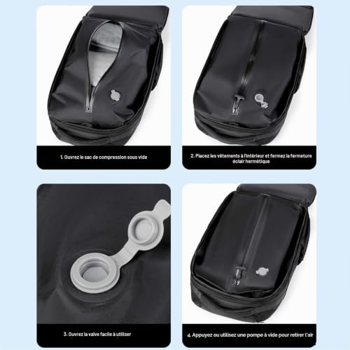 Pyhodi Sac à Dos de Voyage sous Vide Grande capacité 30 L, Sac à Dos à roulettes à Compression sous Vide, Valise à roulettes avec et Pompe pour Ordinateur Portable 15,6 Pouces, Sac de – vue 9