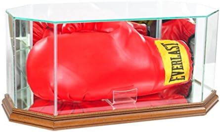 Perfect Cases BOXOCT-W Octagon Glass Full Size Boxing Glove Display Case44; Walnut