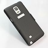 Allwish Black Anti-slip Stripe Design Rubberized Slide Case w/ Swivel Belt Clip Holster Stand for Samsung Galaxy Note 4 N9100