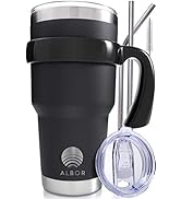 ALBOR Insulated Tumbler with Lid and Straw - 30 oz Insulated Coffee Mug with Handle, Travel Coffe...