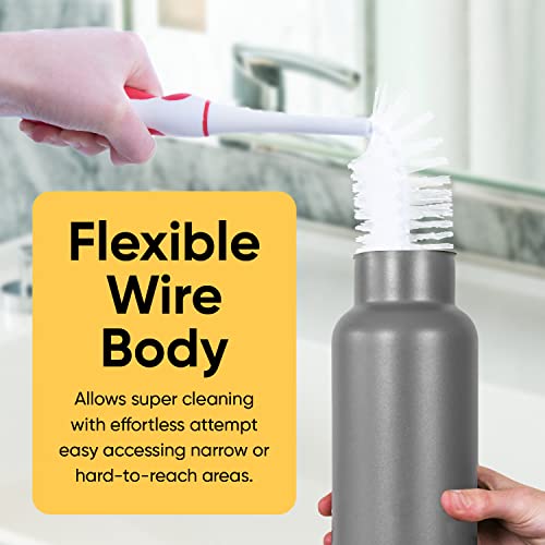 Image of Superio Baby Bottle Brush Cleaner, Red, Rubber and Silicone Grip, Ideal for Stainless Steel and All Bottle Materials