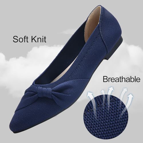 Image of HIULYCENCE Pointed Toe Flats for Women Ballet Flats | Comfortable Dressy Knit Lightweight Casual for Work Office Womens Flats