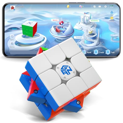 GAN 356 i 3 Smart Speed Cubo Magnético Interactivo 3x3,Cubo Mágico con 48 Imanes/Seguimiento 3D Inteligente/CubeStation App,Rompecabezas para Niños y Adultos(GAN Robot no Incluido)